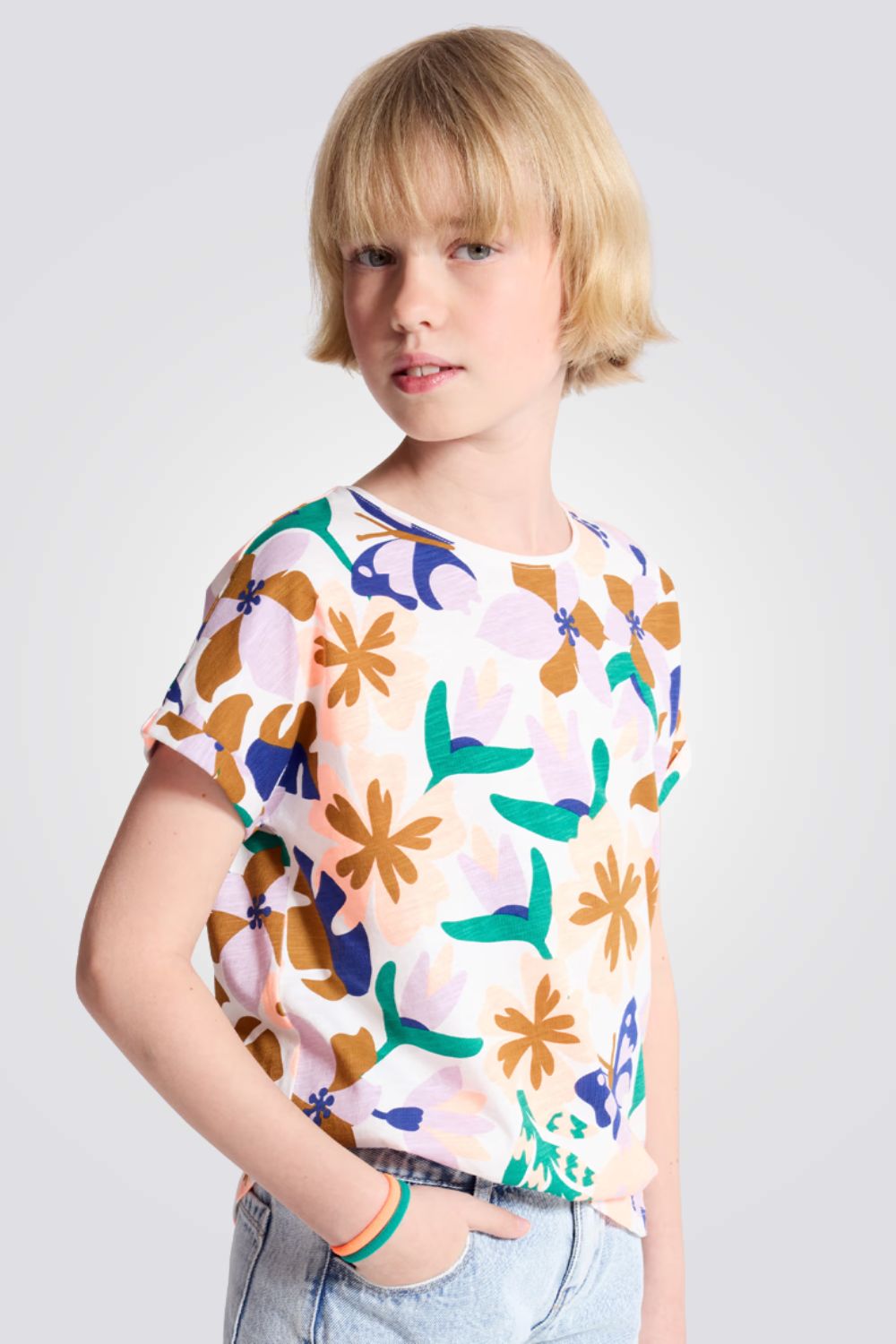 טישירט קצרה פרחונית לילדות