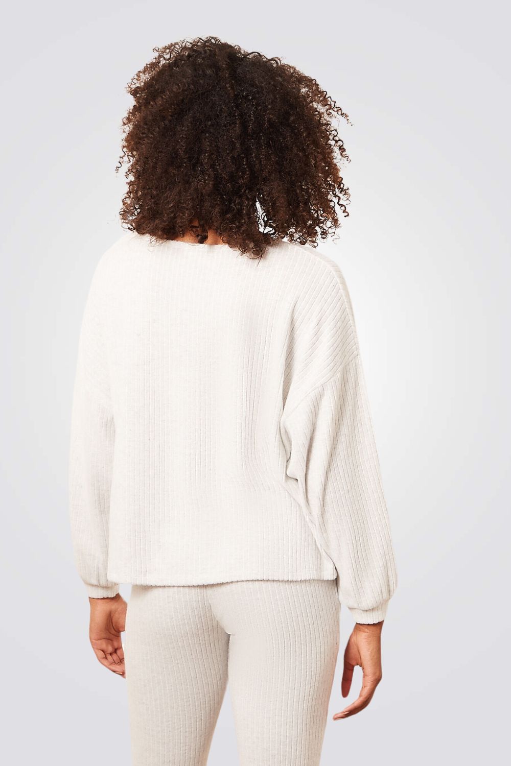 חולצת פיג'מה ריב שרוולים ארוכים