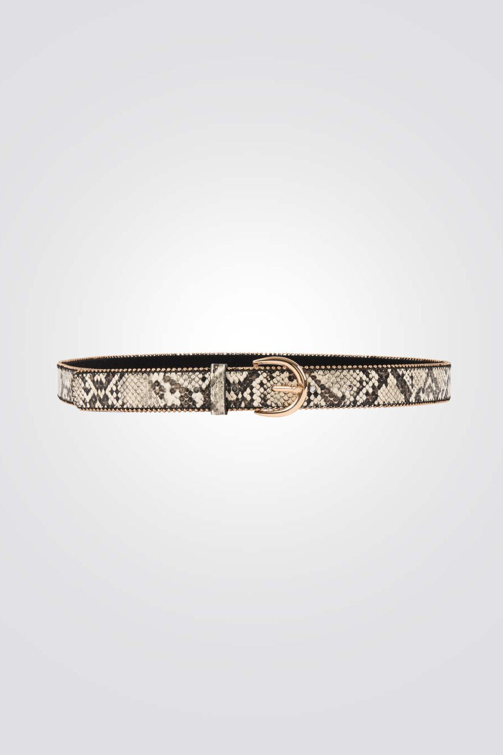 חגורה בהדפס מנוחש אבזם זהוב