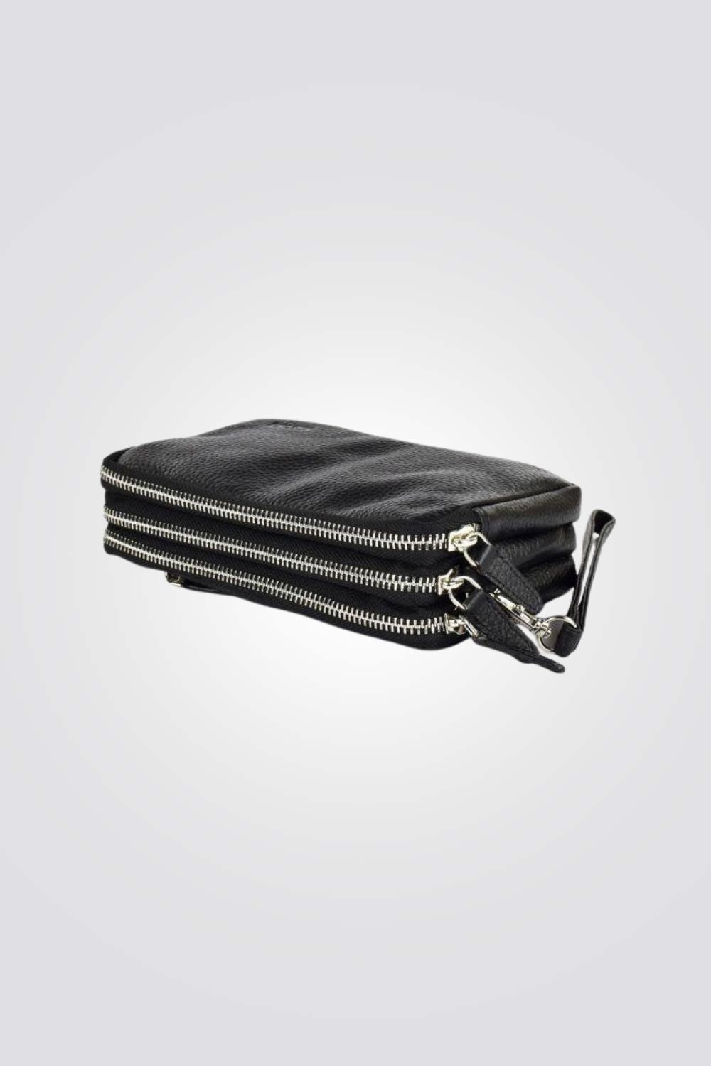 תיק פאוץ' 3 תאים בצבע שחור