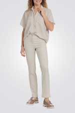 חולצת פסים קצרה בגוון בז'