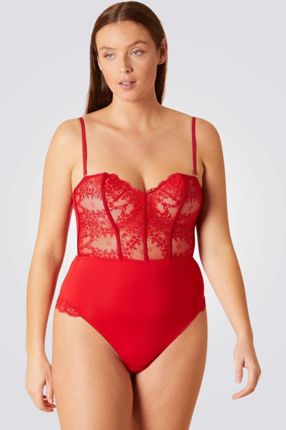 בגד גוף תחרה PARURE אדום