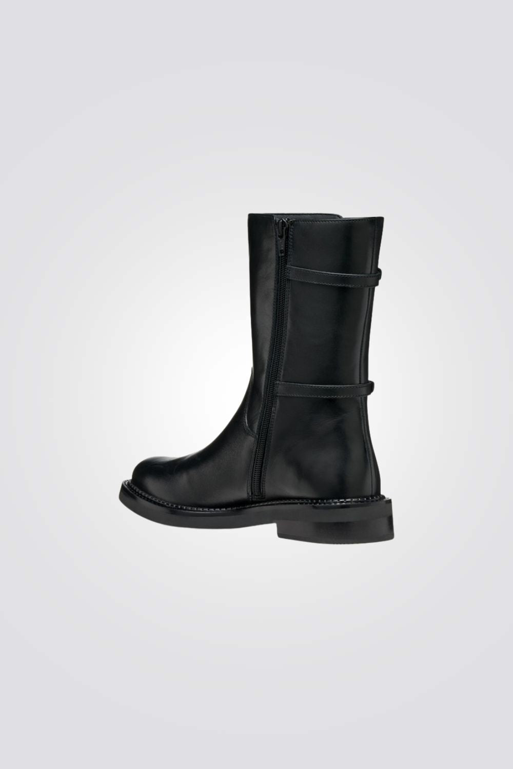 מגפון עור לנשים בצבע שחור | ג'יאוקס
