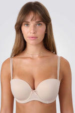 חזיית סטרפלס עם גב שקוף בצבע ניוד