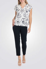 מכנסיים מחויטים שלושת רבעי בצבעי נייבי