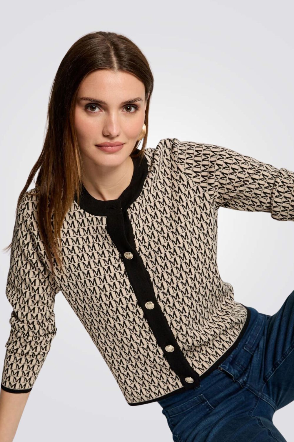 קרדיגן קצר עם הדפס M