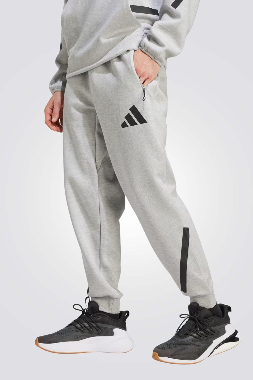 מכנסי טרנינג לגברים בצבע אפור