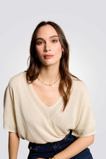 חולצת סריג עם שרוולים קצרים | מורגן 