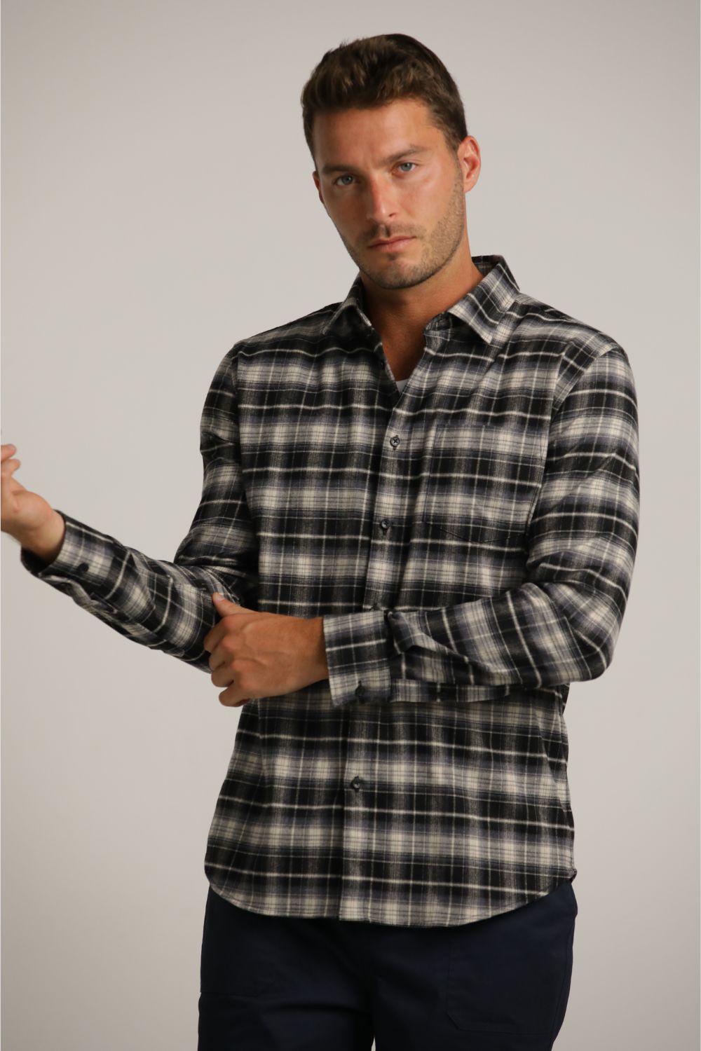 חולצת פלאנל מכופתרת בעיצוב משבצות | קנת קול