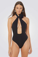 בגד גוף עם פתח עמוק המעוטר בפרח | איתם