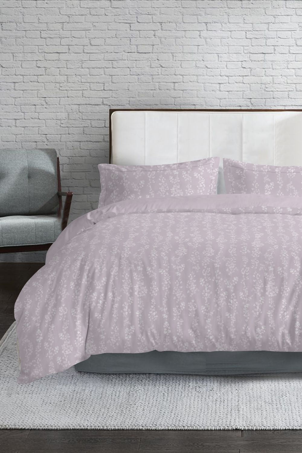 סט מצעים כותנה סאטן מיטת יחיד 90/200 ס"מ דגם VIOLET