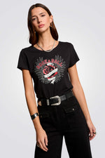 טישירט הדפס בחזית ROCK & ROLL