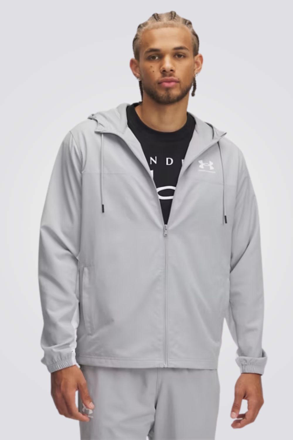 ג'קט עם קפוצ'ון לגברים בצבע אפור