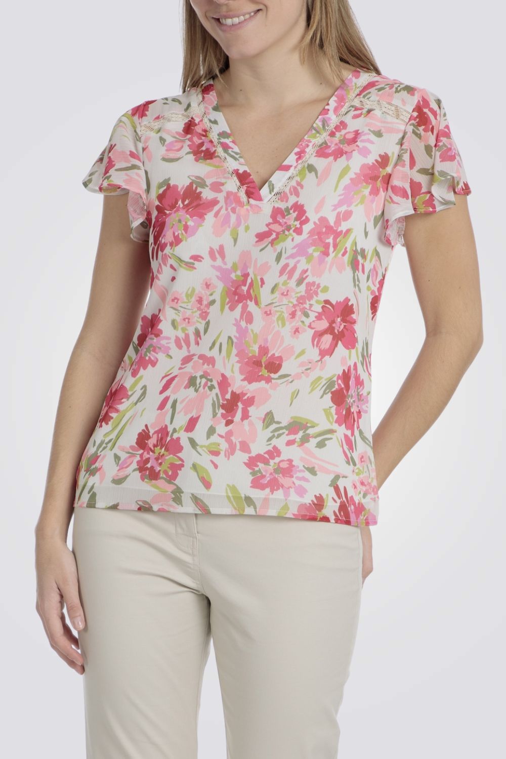 טישירט לנשים הדפס פרחוני