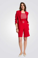 מכנסי ברמודה גזרה גבוהה בצבע אדום