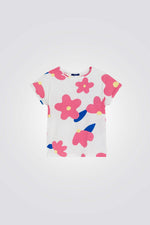 טישירט קצרה לילדות עם הדפס פרחוני 