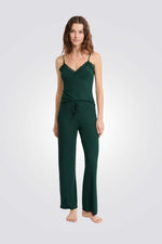 סט פיג’מה שני חלקים מסריג ריב עם פרטי תחרה NETTIE לנשים | איתם