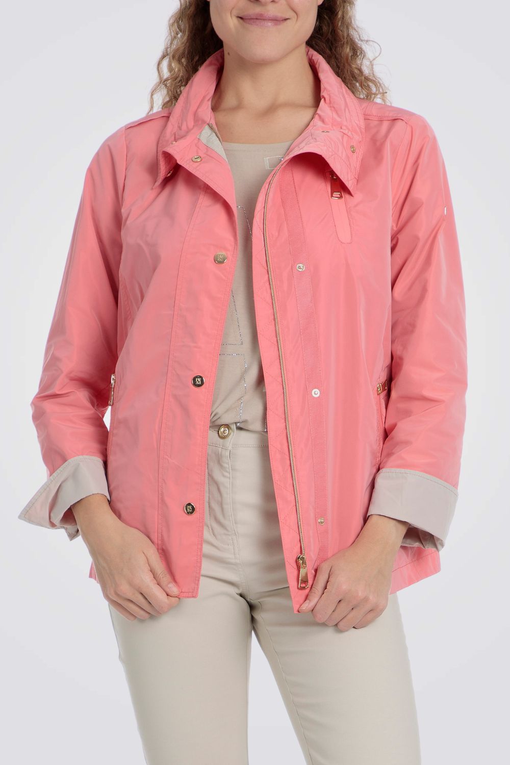 מעיל פארקה בצבע קורל