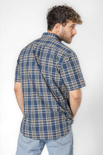 חולצה מכופתרת הדפס משבצות שרוולים קצרים