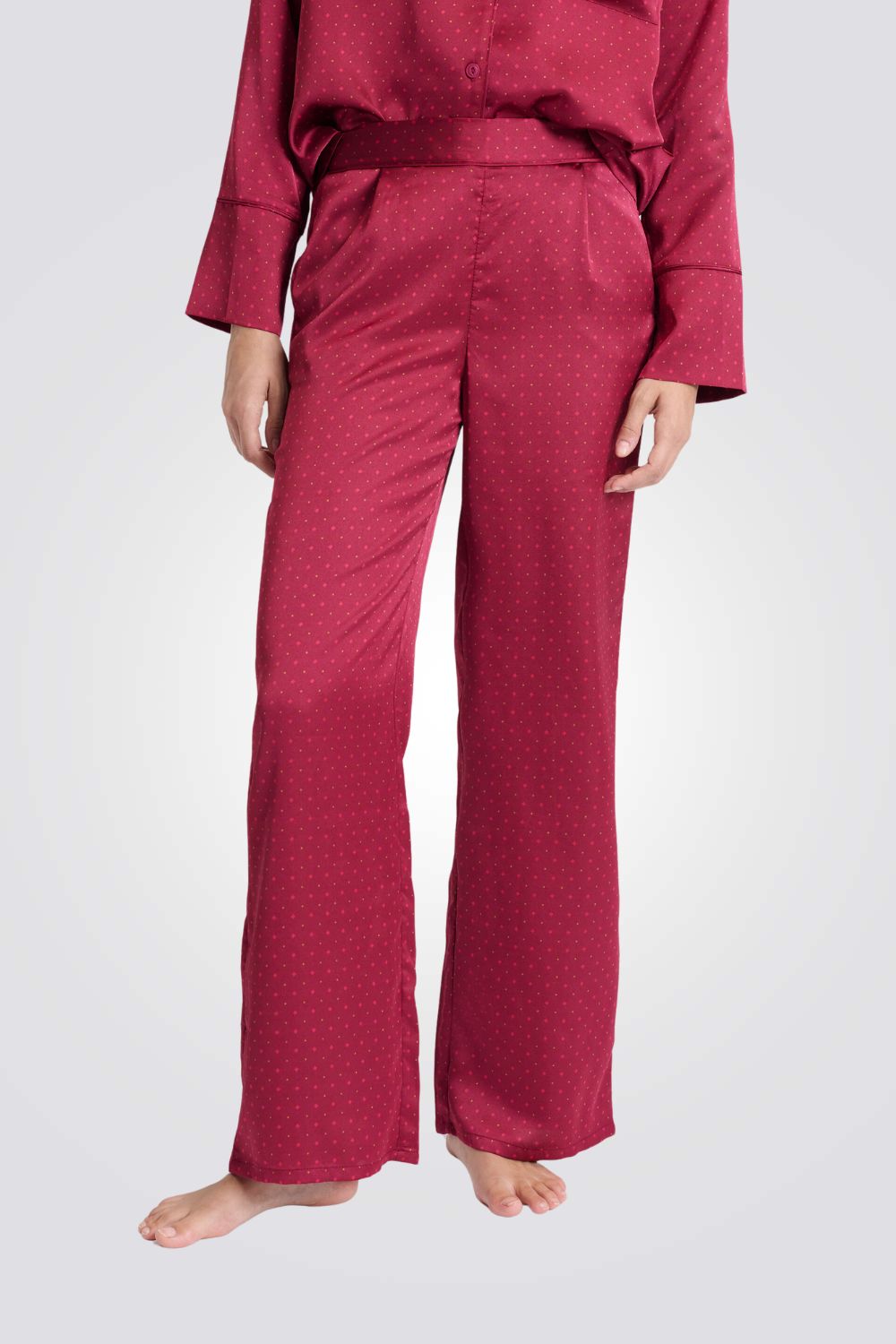 מכנסי פיג’מה סאטן עם הדפס IRREELLE לנשים | איתם