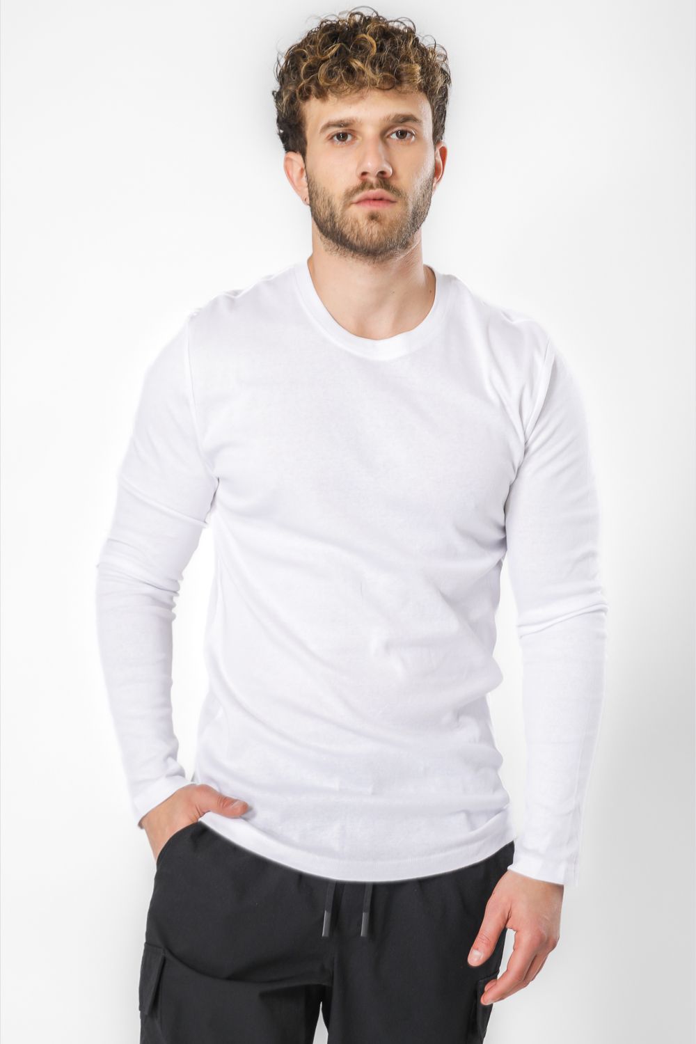 מארז 2 חולצות שרוול ארוך לגברים בצבע לבן