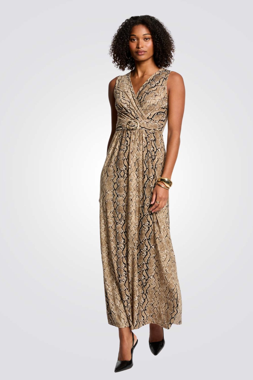 שמלת מקסי הדפס מנוחש 