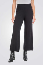 מכנסי סריג ארוכים Wide Leg בצבע שחור