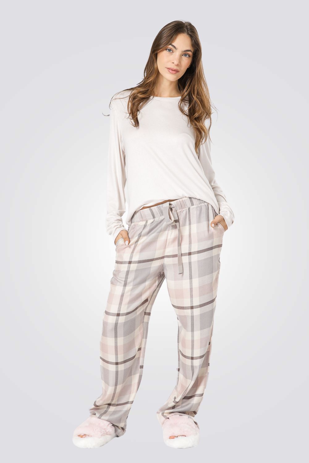 סט פיג’מה ריב משובצת