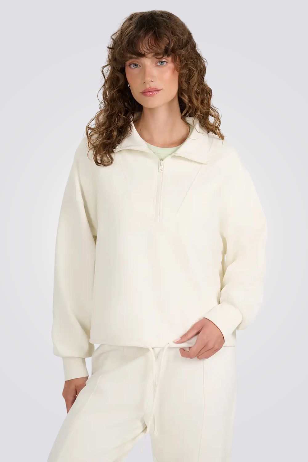 סווטשירט עם חצי רוכסן ובגזרה רחבה לנשים | 4F