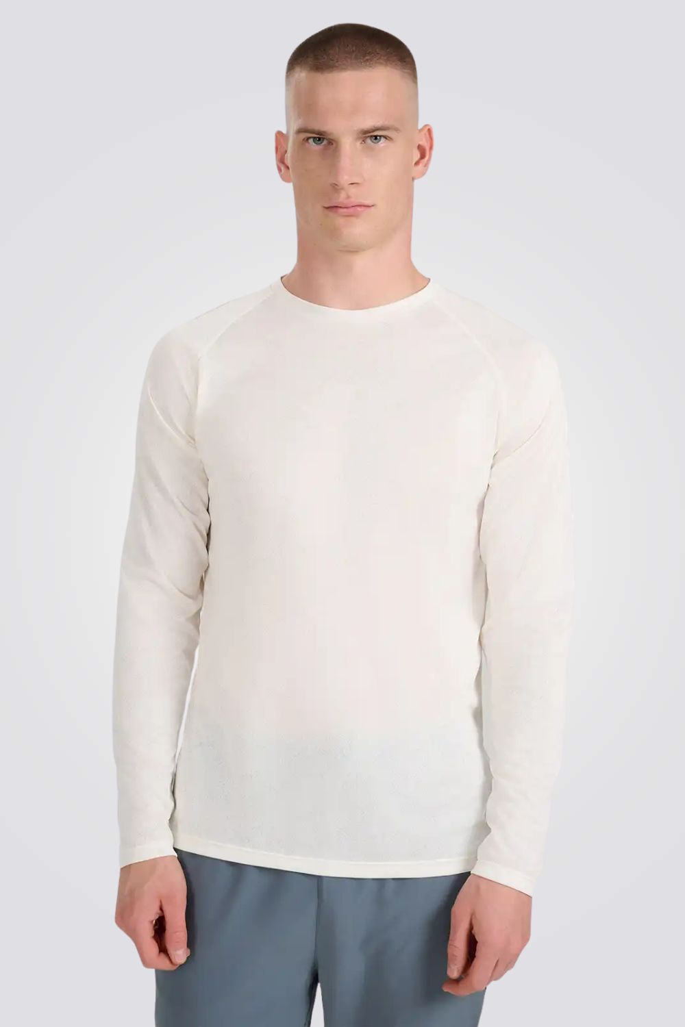 טישירט ארוכה חלקה עם אלמנטים מחזירי אור לגברים | 4F