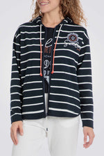 ג'קט ספורט הדפס פסים עם קפוצ'ון