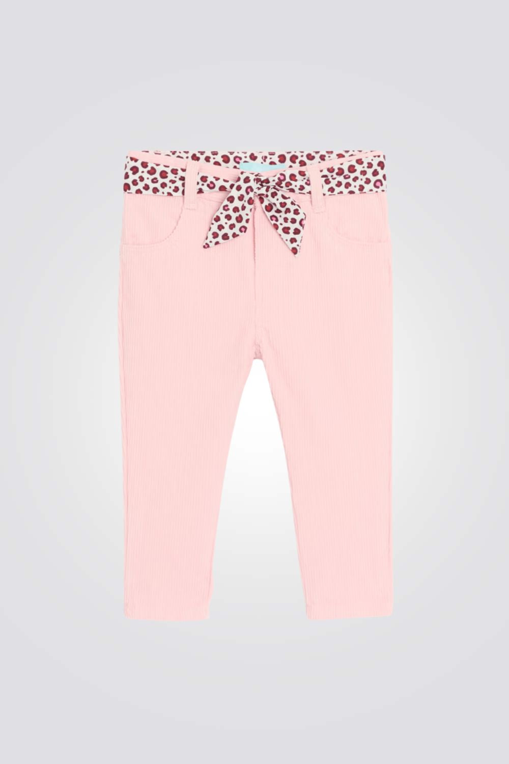 מכנסי וולור ורודים עם חגורה מנומרת | אובייבי