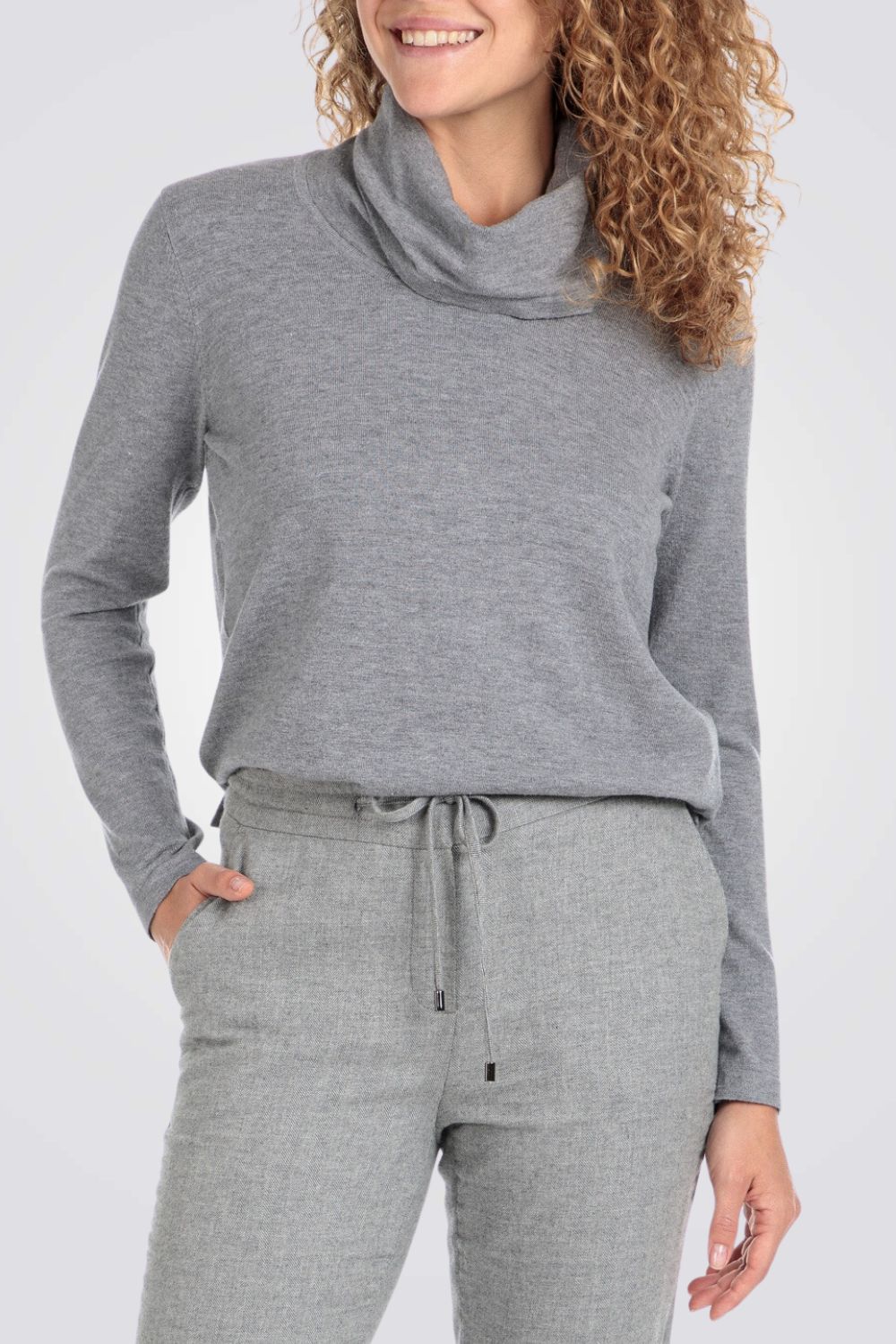 סריג צווארון גולף בצבע אפור מלאנז'