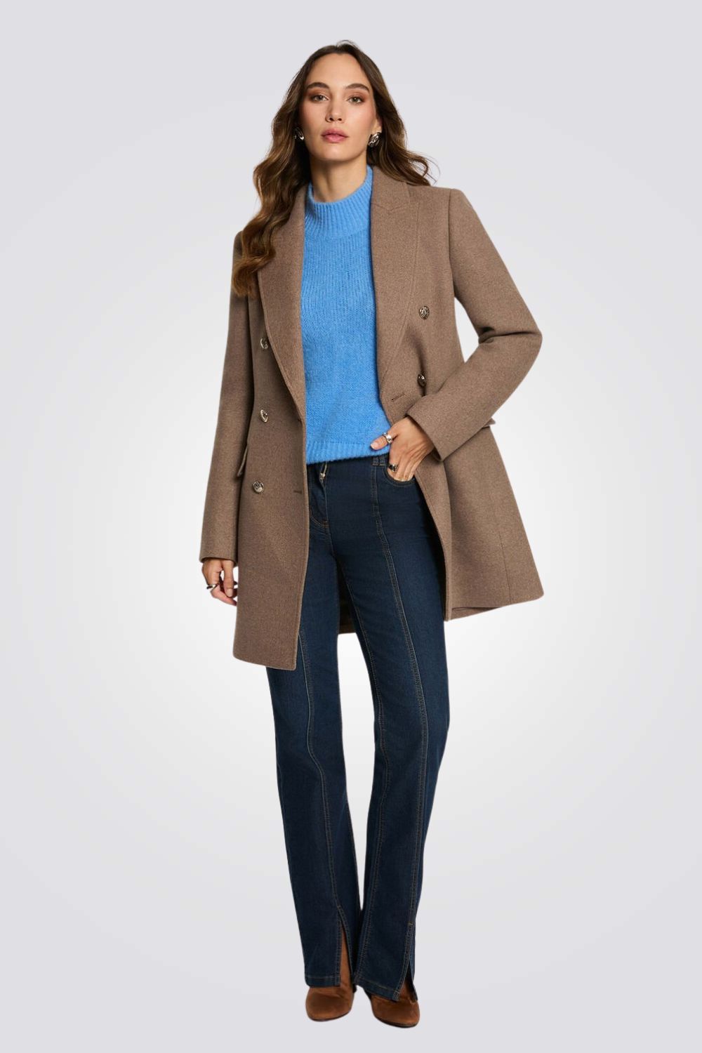 מעיל מחוייט לנשים עם סגירת כפתורים כפולה | מורגן