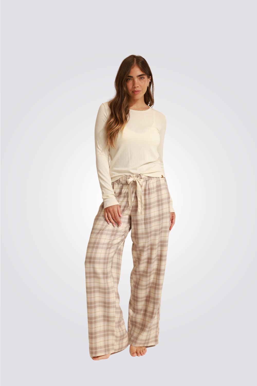סט פלאנל חולצה ארוכה ומכנסיים | לימינל 