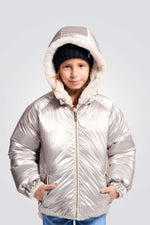 מעיל דו צדדי לילדות בצבע זהב 