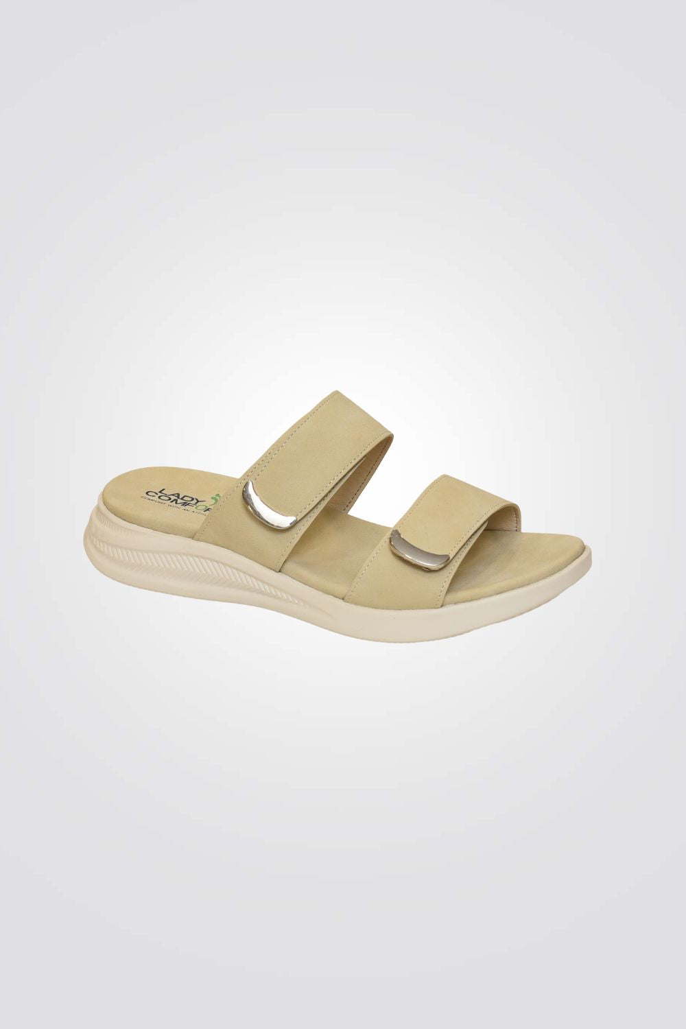 כפכפי נוחות עם רצועות סקוץ' בצבע בז'