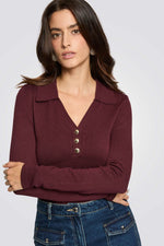 חולצת סריג עם צווארון פולו לנשים | מורגן