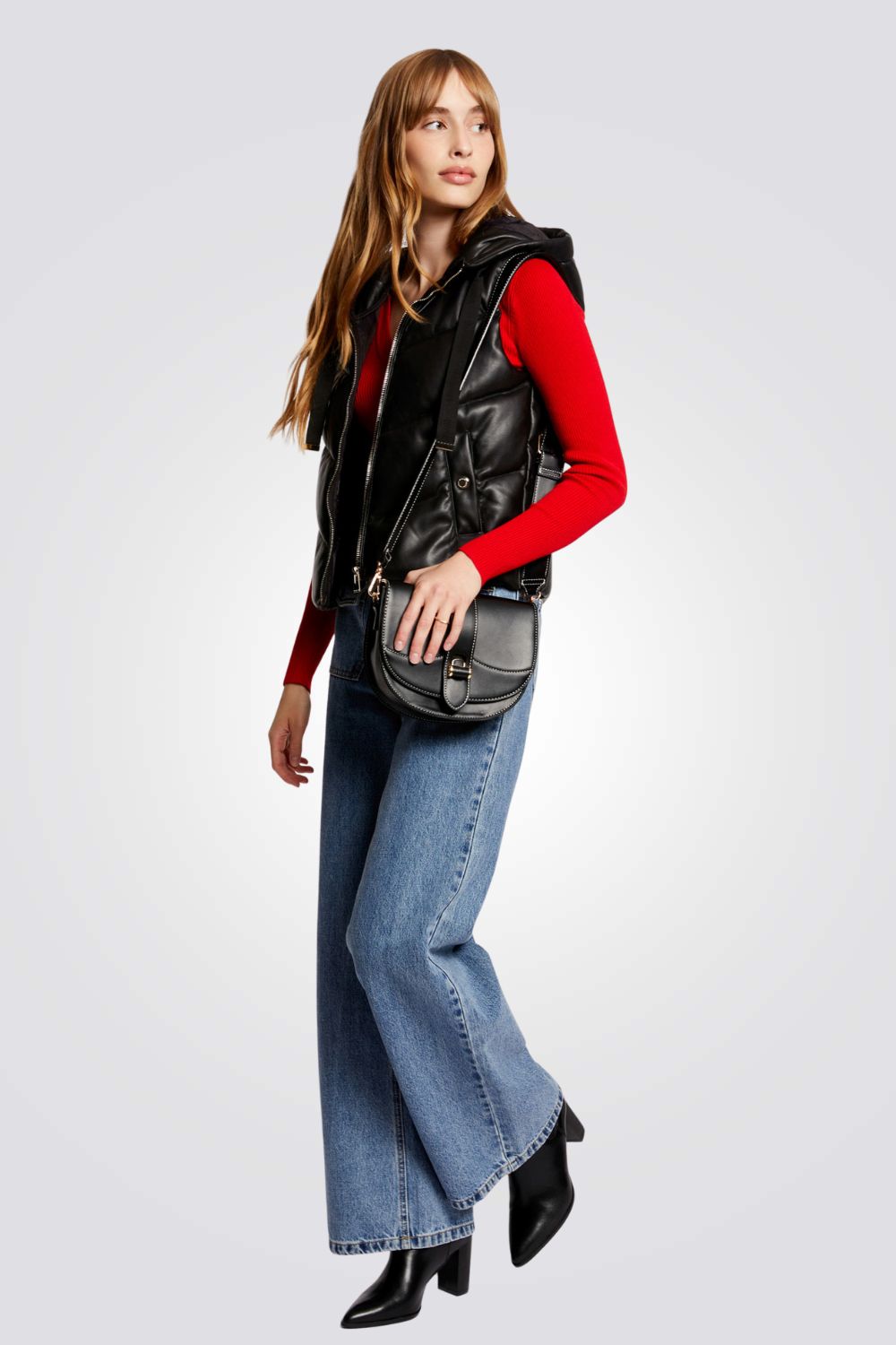 מעיל ווסט עם קפוצ'ון לנשים | מורגן