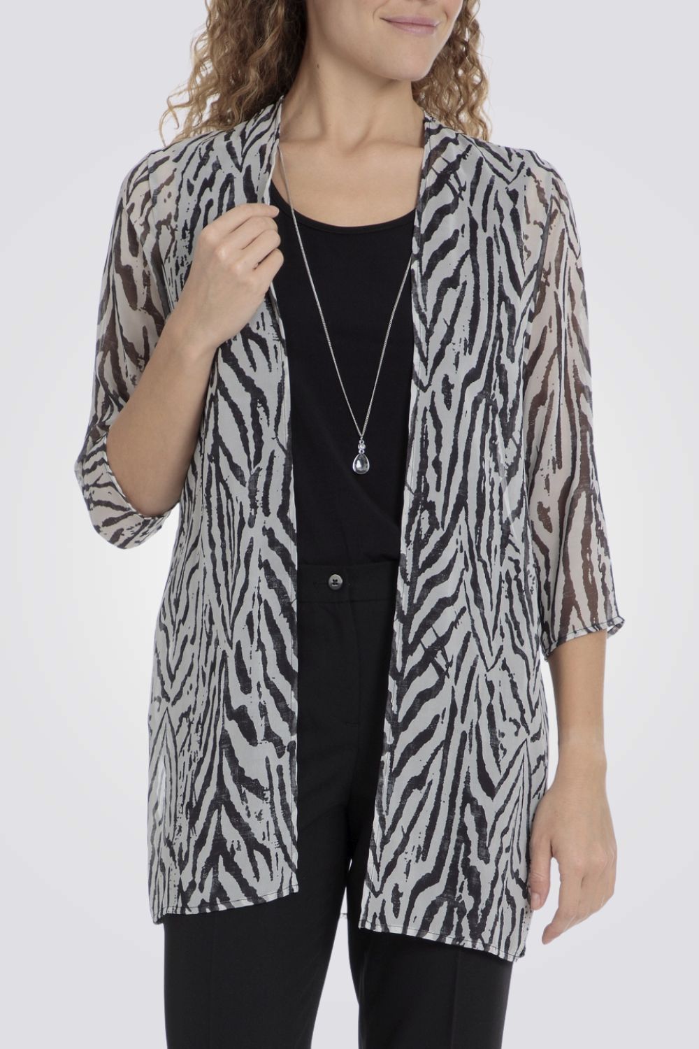 עליונית לנשים הדפס זברה עם שרשרת תואמת 