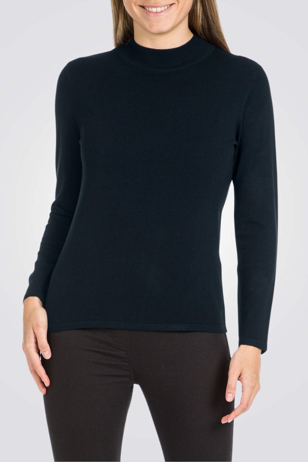 סריג בייסיק צווארון גבוה נייבי