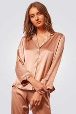 חולצת פיג'מה משי PEARLY ורוד פודרה