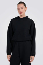 סווטשירט בטקסטורת וואפל ומכפלת מתכווננת לנשים| 4F