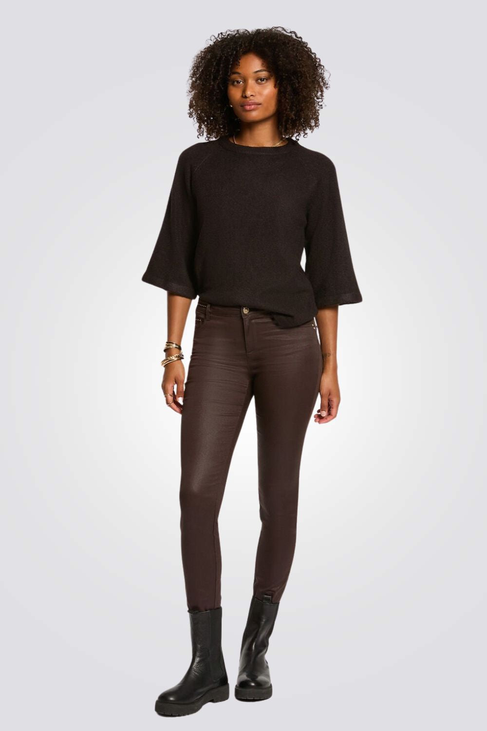 מכנסיים צמודים בגימור דמוי עור מחוספס | מורגן