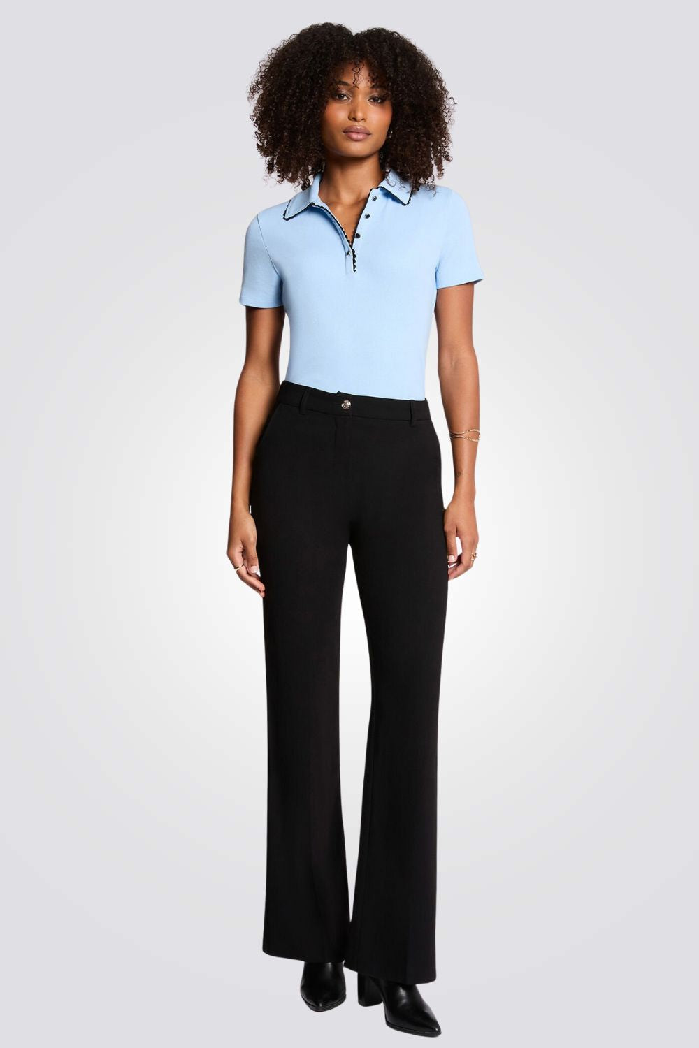 טישירט לנשים עם צווארון פולו | מורגן 
