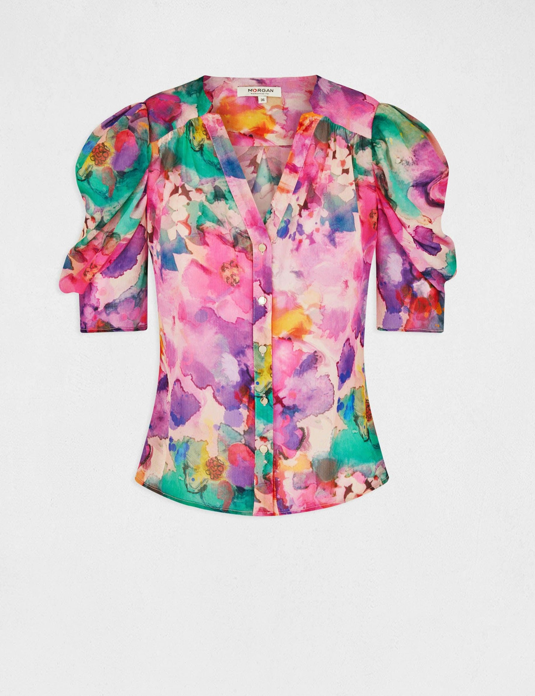 חולצה מכופתרת בהדפס צבעים - MASHBIR//365