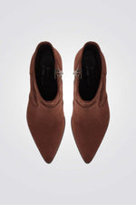 מגפונים עם עקב בלוק בצבע חום כהה