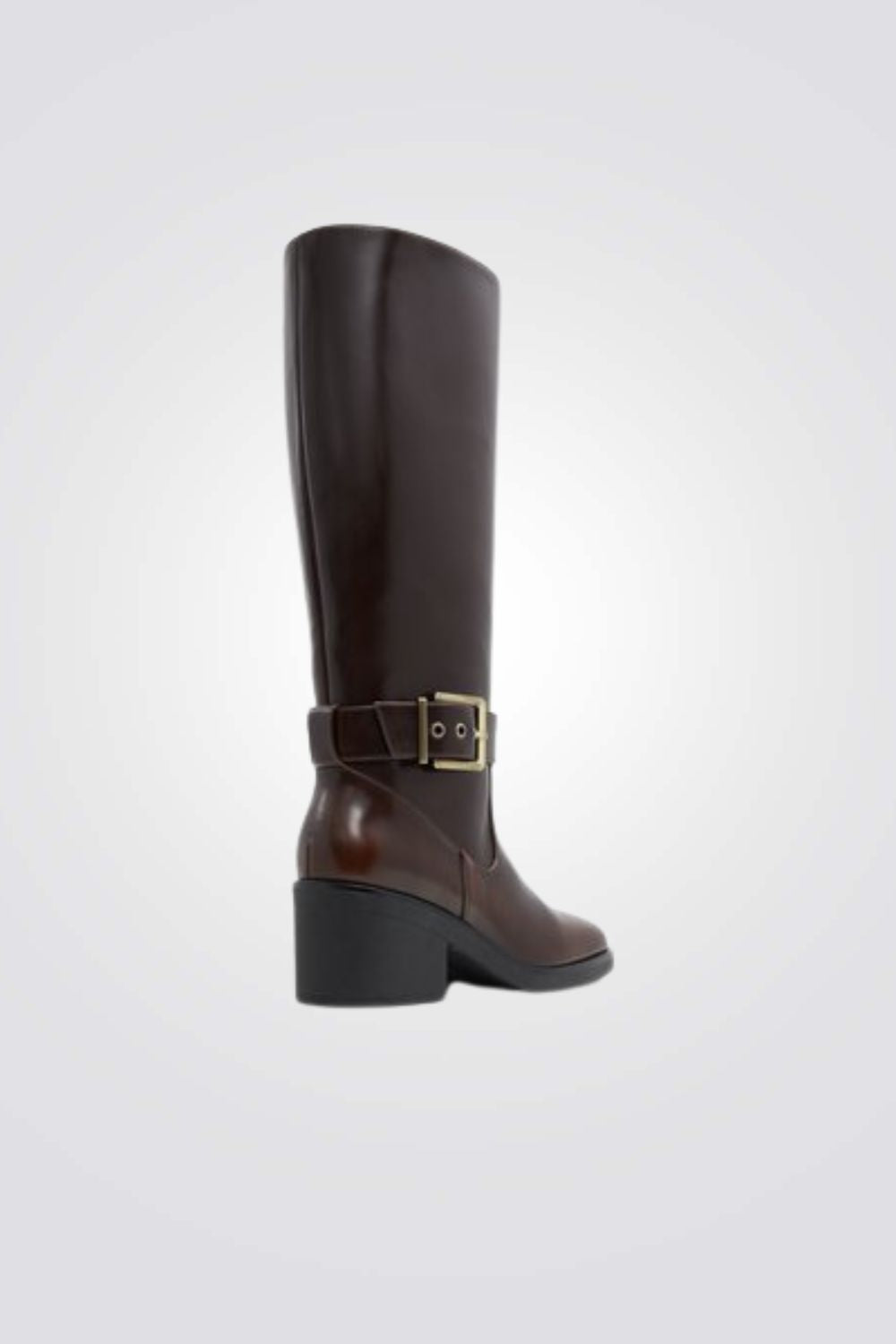 מגפי ברך בשילוב אבזם בצבע חום