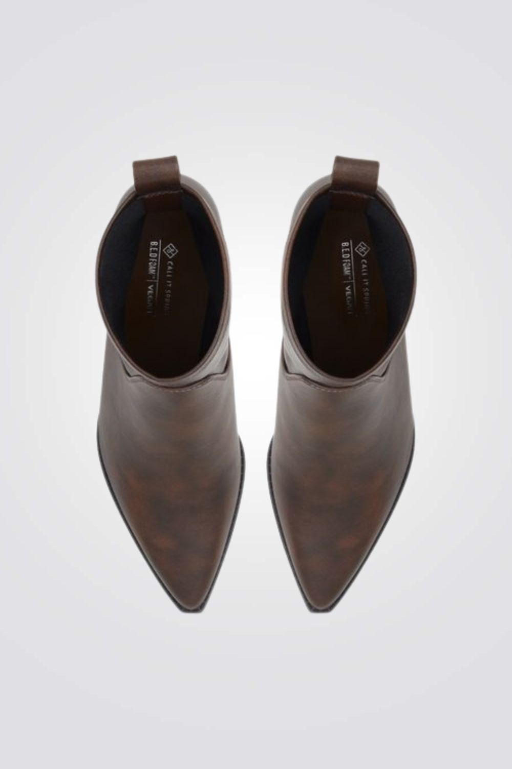 מגפוני עקב דמוי עור לנשים בצבע חום