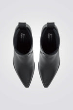 מגפוני עקב דמוי עור לנשים בצבע שחור